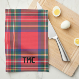 Classic Holiday Red Tartan Karierte INITIALS Festi Geschirrtuch