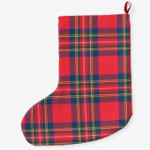 Classic Holiday Red Tartan Karierte Ursprünge Fest Großer Weihnachtsstrumpf (Rückseite)