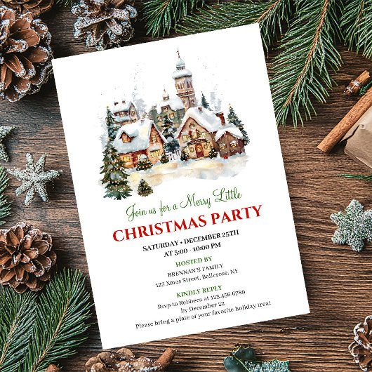 Classic holiday scene Christmas party invitation Einladung