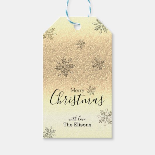 Classic Holiday Snowflake Imitate Gold Glitzer Geschenkanhänger (Vorderseite)