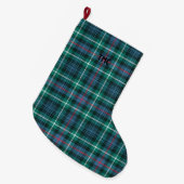 Classic Holiday Tartan Karierte INITIALS Festival Großer Weihnachtsstrumpf (Vorderansicht (hängend))