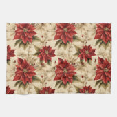 Classic Holiday Tea Towel Rustic Red Floral Style Geschirrtuch (Horizontal)