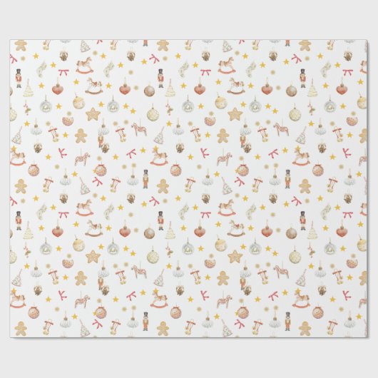 Classic Holiday Toy and Ornament Christmas Geschenkpapier (Flach)