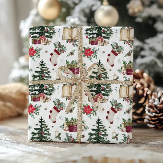 Classic Holiday Tree und Presents Geschenkpapier