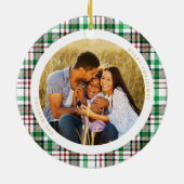 Classic Holiday Weißes Kariertes Foto Keramik Ornament (Hinten)