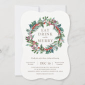 Classic Holiday Wreath Party Einladung (Vorderseite)