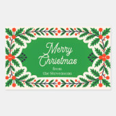 Classic Holly Berries & Pine Wreath Weihnachten Rechteckiger Aufkleber (Vorderseite)