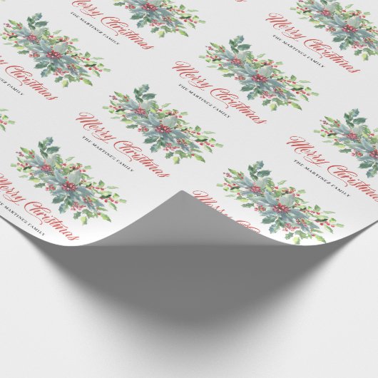 Classic Holly Berries Weihnachten Geschenkpapier (Ecke)