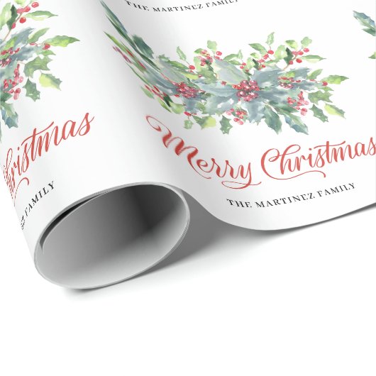 Classic Holly Berries Weihnachten Geschenkpapier (Rolleneckpunkt)