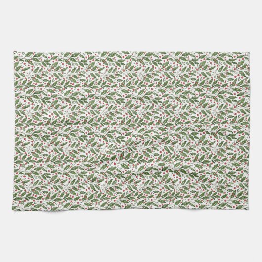 Classic Holly Berry Christmas Geschirrtuch (Horizontal)