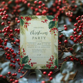 Classic Holly Berry Christmas Party Einladung