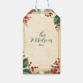 Classic Holly Berry Christmas Party Geschenkanhänger (Vorderseite)