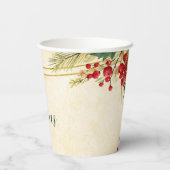 Classic Holly Berry Christmas Party Pappbecher (Rückseite)