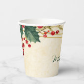 Classic Holly Berry Christmas Party Pappbecher (Vorderseite)