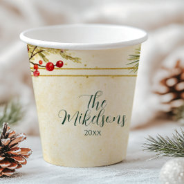 Classic Holly Berry Christmas Party Pappbecher