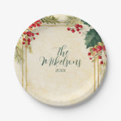 Classic Holly Berry Christmas Party Pappteller (Vorderseite)