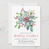 Classic Holly Berry Greenery Holiday Luncheon Einladung (Vorderseite)