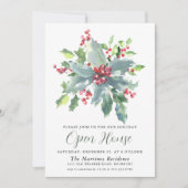 Classic Holly Berry Greenery Holiday Open House Einladung (Vorderseite)