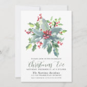 Classic Holly Berry Greenery Weihnachtsabend Party Einladung (Vorderseite)