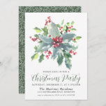 Classic Holly Berry Greenery Weihnachtsfest Party Einladung<br><div class="desc">Ein klassisches grünes Heilig-Rot-Beeren-Arrangement ergänzt diese Weihnachtsfeiereinladung. Kalligraphie verleiht ihr eine festliche Stimmung.</div>