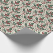 Classic Holly Damask Wrapping Paper Geschenkpapier (Ecke)