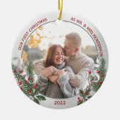 Classic Holly Pine Silver Frame Foto Neu Keramik Ornament (Vorne)