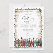 Classic Holly und Carolers Weihnachten Einladung (Vorderseite)