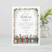Classic Holly und Carolers Weihnachten Einladung (Stehend Vorderseite)
