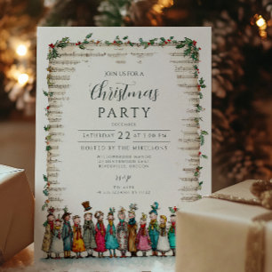 Classic Holly und Carolers Weihnachten Einladung