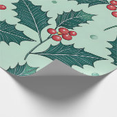 Classic Holly Weihnachtswrapping Paper Geschenkpapier (Ecke)