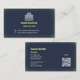 Classic Hotel Blue Business Card mit QR Code Visitenkarte
