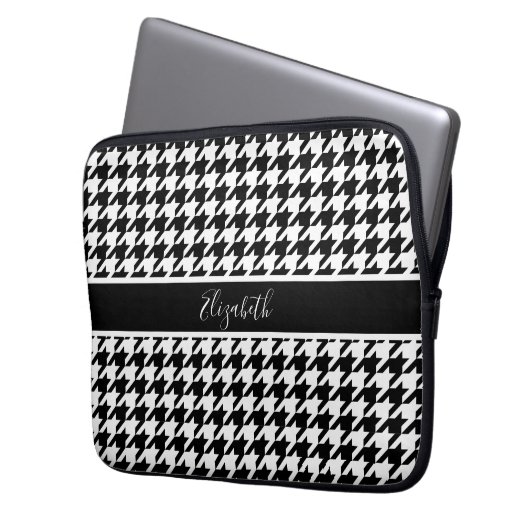 Classic Houndstooth Neopren Laptopschutzhülle (Vorderseite Links)