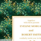Classic Hunter Green Gold Eucalyptus Wedding Einladung