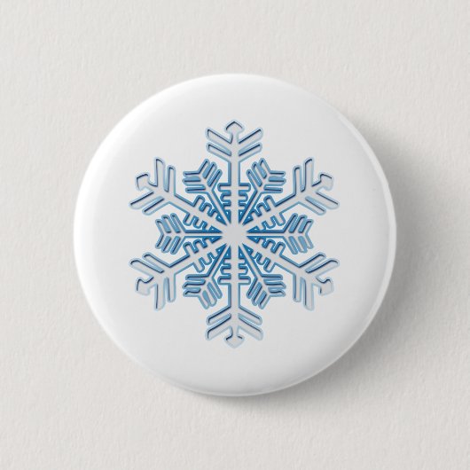 Classic Icy Blue Winter Weihnachtsschneeflocke Button (Vorderseite)