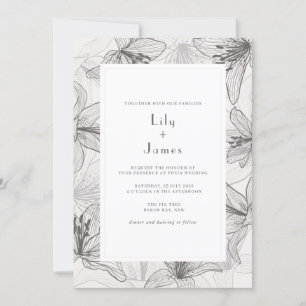 Classic Illustriert Floral Lilies Wedding Invitati Einladung