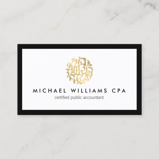 Classic Imitate Gold Numbers Logobuchhalter Visitenkarte (Vorderseite)