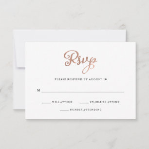 Classic Imitats Rose Gold Wedding RSVP Karte