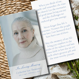 Classic In Loving Memory Photo Prayer Cards Visitenkarte