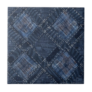Classic Indigo Diamond Stitch Denim Muster Fliese