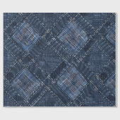 Classic Indigo Diamond Stitch Denim Muster Geschenkpapier (Flach)