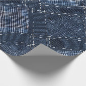 Classic Indigo Diamond Stitch Denim Muster Geschenkpapier (Ecke)