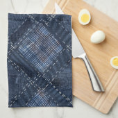 Classic Indigo Diamond Stitch Denim Muster Geschirrtuch (Viertel Falte)