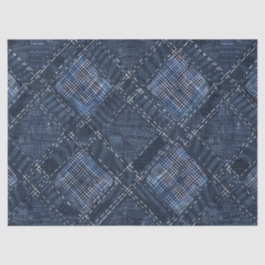 Classic Indigo Diamond Stitch Denim Muster Seidenpapier (Vorderseite)
