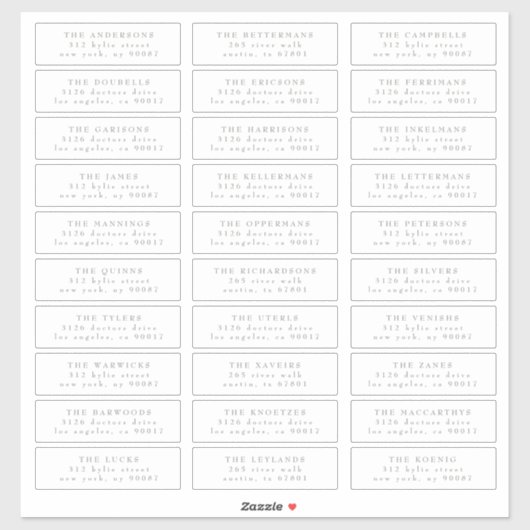 Classic Individual Sage Green White Guest Address Aufkleber (Blatt)