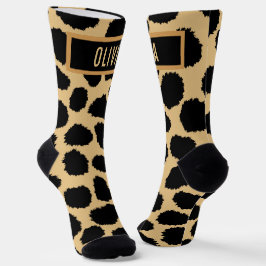 Classic Individuelle Name Cheetah Animal Print Mus Socken