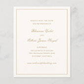 Classic Ivory and Gold Budget Wedding Save Date (Vorderseite)