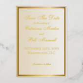 Classic Ivory and Gold Elegant Save the Date Folieneinladung (Vorderseite)