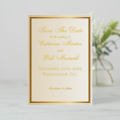 Classic Ivory and Gold Elegant Save the Date Folieneinladung (Stehend vorne)
