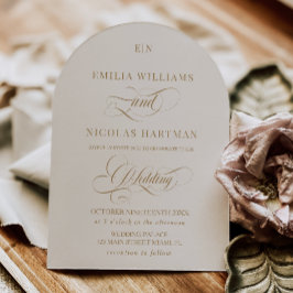 Classic Ivory and Gold Monogram Wedding Einladung