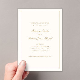 Classic Ivory and Gold Wedding Save the Date Acryleinladungen